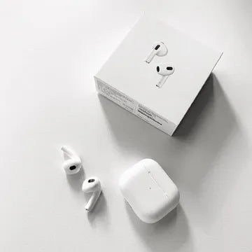White Airpods pro (3rd generation) with automatic noise cancelation